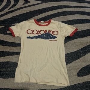 Urban Outfitters Cream and Red Colorado Graphic Tee